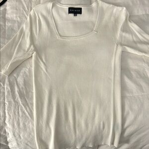 Premise Ivory Ribbed Knit Blouse